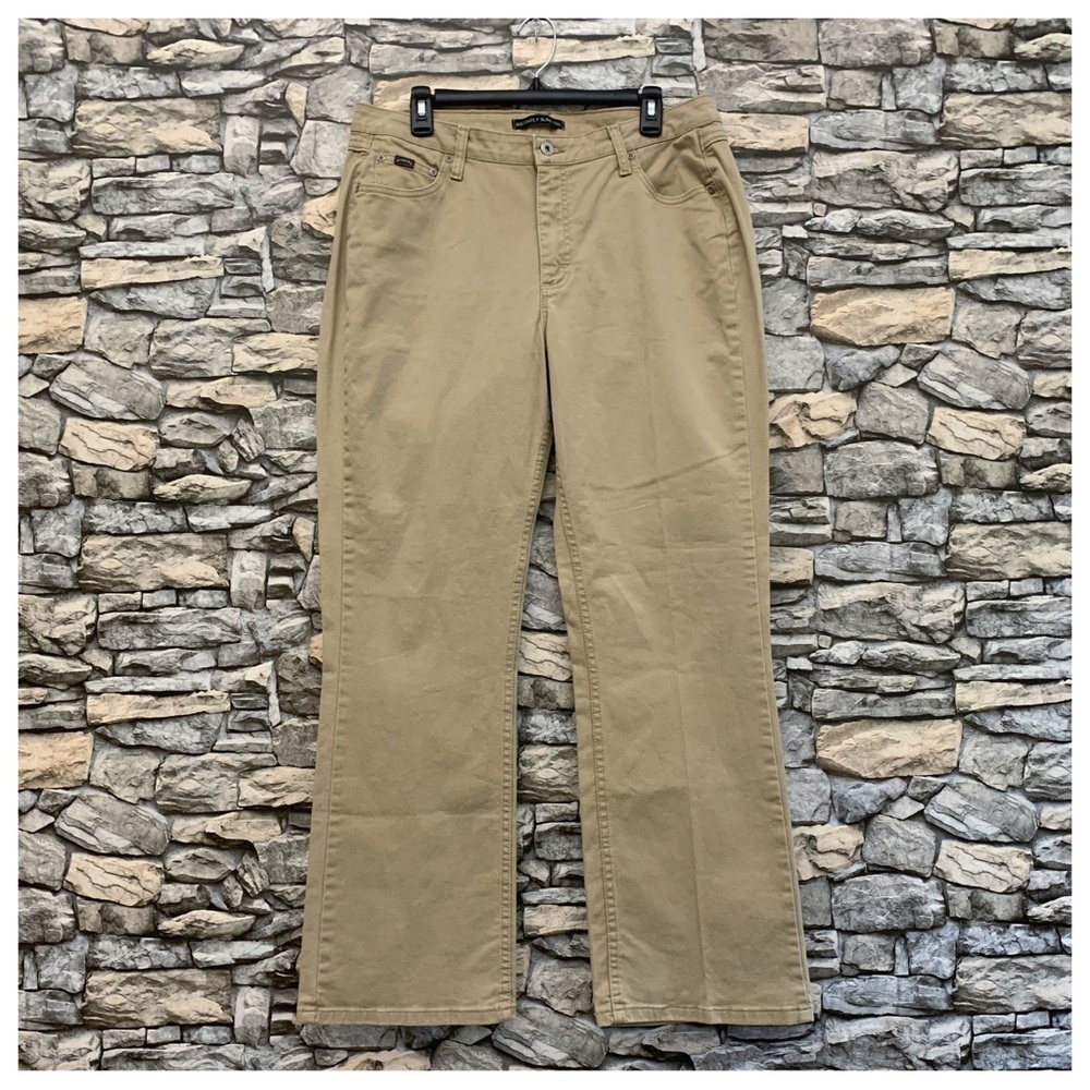 #40 Riders Lee Khaki Midrise Bootcut Jeans Pants Size 16 Instantly Slims Vintage